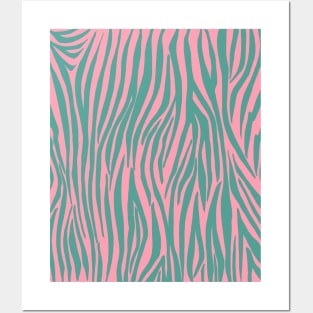 Pink and Green Zebra Stripes Posters and Art